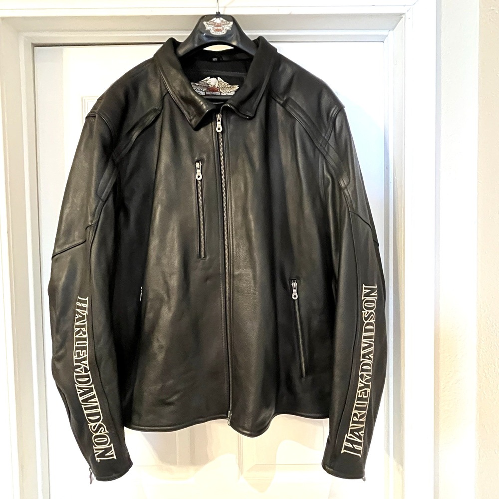 Harley Davidson Mens Roadhouse Black Leather MOTORCYCLE Jacket 3XL 97072-09VM - Picture 2 of 16
